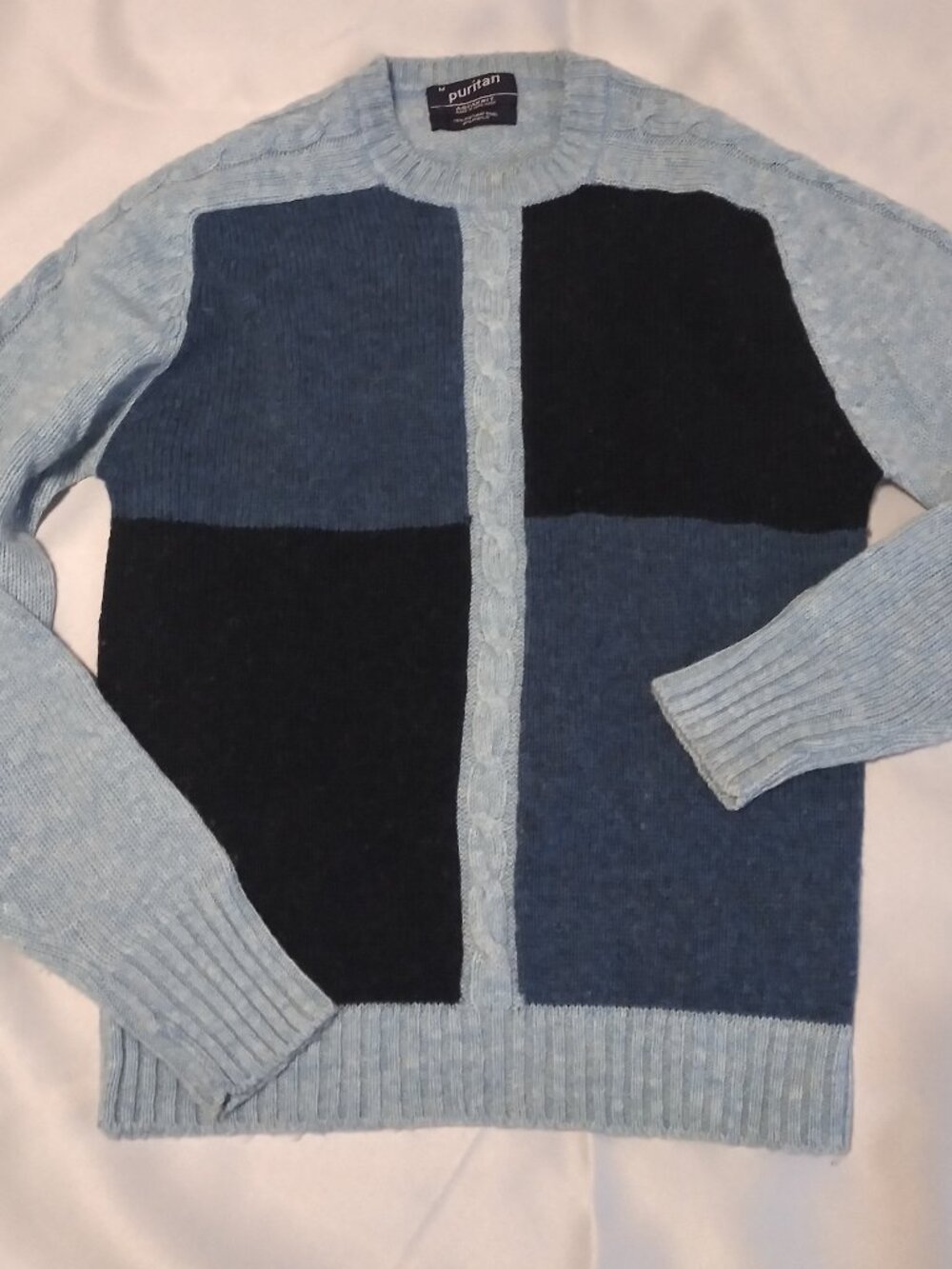 Vintage Puritan  Shetland Wool Blend Sweater Blue Size M
